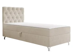 Mobilier1 Lit continental Memphis 142, Unique, Brun clair, Tissu, Disponible