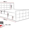Mobilier1 Lit continental Memphis 118, Double, Gris, Tissu, Disponible Best