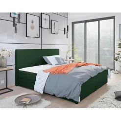 Mobilier1 Lit continental Memphis 116, Double, Vert, Tissu, Disponible