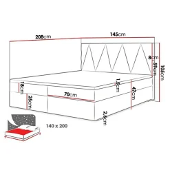 Mobilier1 Lit continental Memphis 116, Double, Vert, Tissu, Disponible