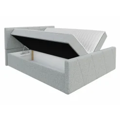 Mobilier1 Lit continental Memphis 119, Double, Gris, Tissu, Disponible Discount