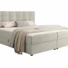 Mobilier1 Lit continental Memphis 115, Double, Brun clair, Tissu, Disponible