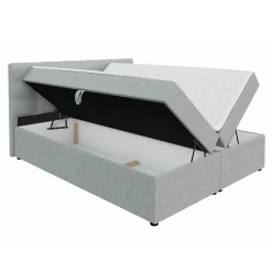 Mobilier1 Lit continental Memphis 115, Double, Brun clair, Tissu, Disponible