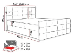 Mobilier1 Lit continental Memphis 113, Double, Brun clair, Tissu, Disponible