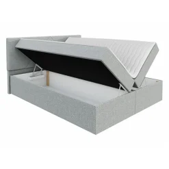 Mobilier1 Lit continental Memphis 117, Double, Gris, Tissu, Disponible