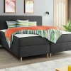 Mobilier1 Lit continental Memphis 135, Double, Gris, Tissu, Disponible Sale