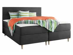 Mobilier1 Lit continental Memphis 135, Double, Gris, Tissu, Disponible Sale