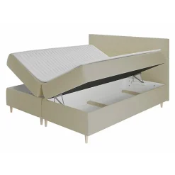 Mobilier1 Lit continental Memphis 135, Double, Gris, Tissu, Disponible Sale