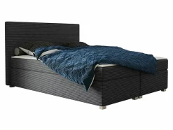 Mobilier1 Lit continental Memphis 137, Double, Gris, Tissu, Disponible Sale