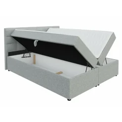 Mobilier1 Lit continental Memphis 114, Double, Gris, Tissu, Disponible