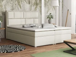 Mobilier1 Lit continental Pomona 115, Double, Brun clair, Tissu, Disponible Hot