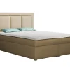 Mobilier1 Lit continental Pomona 112, Double, Brun clair, Tissu, Disponible
