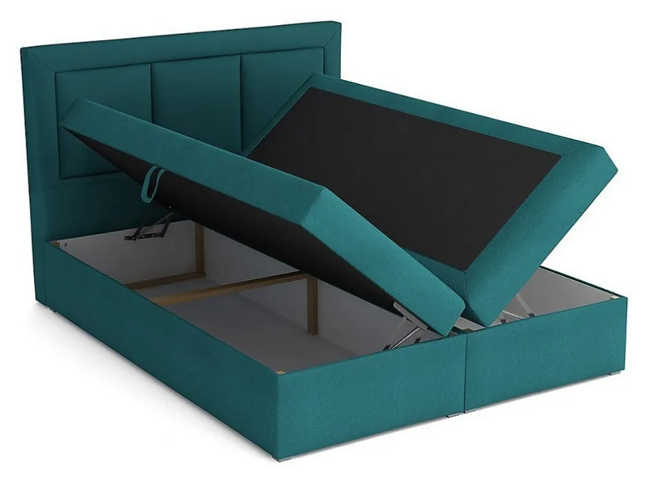 Mobilier1 Lit continental Pomona 112, Double, Brun clair, Tissu, Disponible