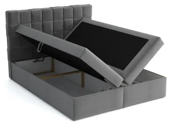 Mobilier1 Lit continental Pomona 117, Double, Brun clair, Tissu, Disponible