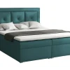 Mobilier1 Lit continental Pomona 113, Double, Turquoise, Tissu, Disponible