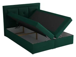Mobilier1 Lit continental Pomona 113, Double, Turquoise, Tissu, Disponible