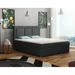 Mobilier1 Lit continental Pomona 112, Double, Gris, Tissu, Disponible Best