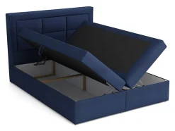 Mobilier1 Lit continental Pomona 114, Double, Brun clair, Tissu, Disponible