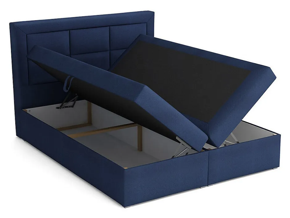 Mobilier1 Lit continental Pomona 114, Double, Brun clair, Tissu, Disponible
