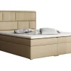Mobilier1 Lit continental Pomona 115, Double, Brun clair, Tissu, Disponible