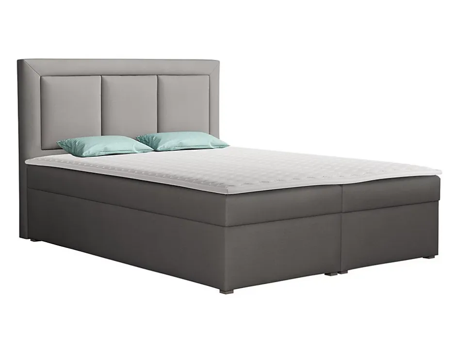Mobilier1 Lit continental Pomona 112, Double, Gris, Tissu, Disponible New