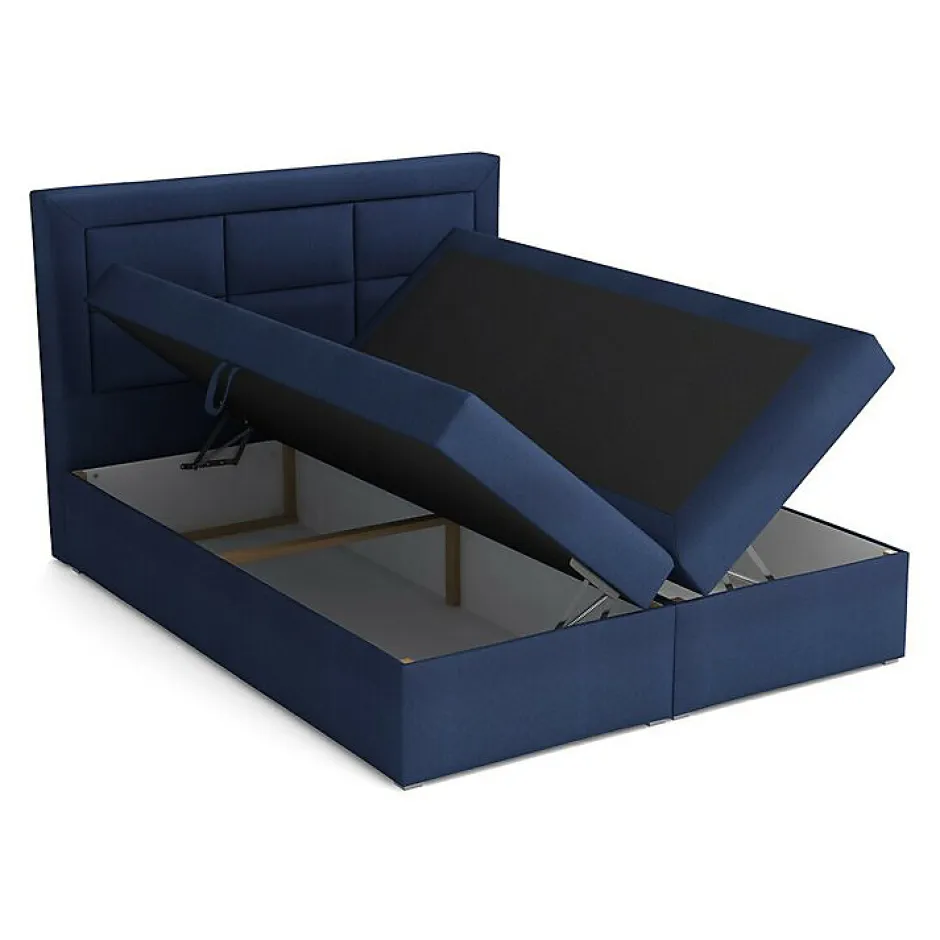 Mobilier1 Lit continental Pomona 114, Double, Brun clair, Tissu, Disponible Outlet