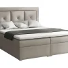 Mobilier1 Lit continental Pomona 113, Double, Brun clair, Tissu, Disponible