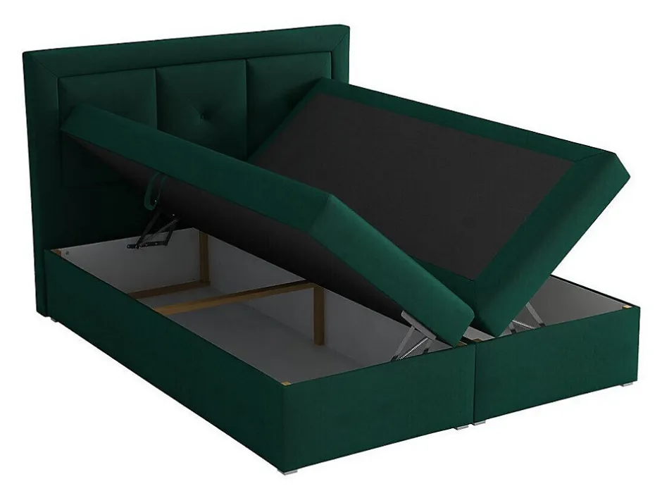 Mobilier1 Lit continental Pomona 113, Double, Brun clair, Tissu, Disponible