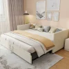 ProximaX Lit convertible 90/180x200 cm, canapé avec roulettes, sommier à lattes, tissu velours beige