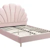 Vente-unique Lit coquillage 140 x 190 cm - Velours - Rose - LIVAYA Online