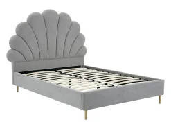 Vente-unique Lit coquillage 160 x 200 cm - Tissu - Gris clair - LIVAYA