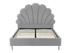 Vente-unique Lit coquillage 160 x 200 cm - Tissu - Gris clair + Matelas - LIVAYA Sale