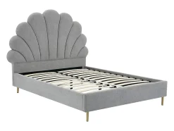 Vente-unique Lit coquillage 160 x 200 cm - Tissu - Gris clair + Matelas - LIVAYA Sale