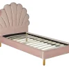 Vente-unique Lit coquillage 90 x 190 cm - Velours - Rose - MOANA Hot