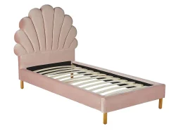 Vente-unique Lit coquillage 90 x 190 cm - Velours - Rose - MOANA Hot