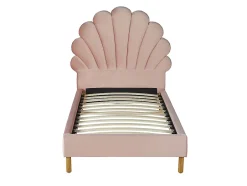 Vente-unique Lit coquillage 90 x 190 cm - Velours - Rose - MOANA Hot