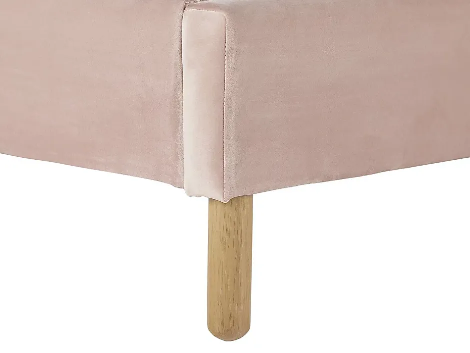 Vente-unique Lit coquillage 90 x 190 cm - Velours - Rose - MOANA Hot