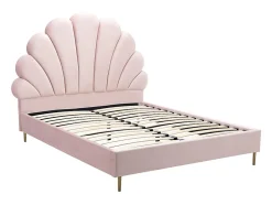 Vente-unique Lit coquillage 160 x 200 cm - Velours - Rose - LIVAYA