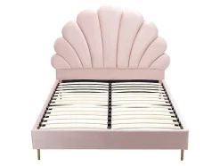 Vente-unique Lit coquillage 160 x 200 cm - Velours - Rose - LIVAYA