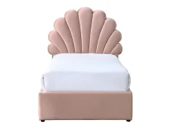 Vente-unique Lit coquillage 90 x 190 cm avec 2 tiroirs - Velours - Rose - MOANA
