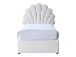 Vente-unique Lit coquillage 90 x 190 cm avec 2 tiroirs - Velours - Blanc - MOANA Hot