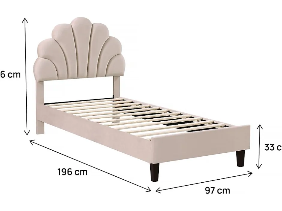 Habitat Et Jardin Lit coquillage en velours "Manon" 90 x 190 cm Beige