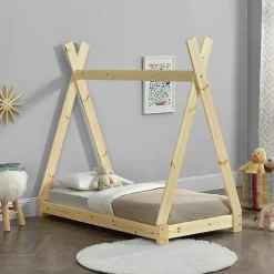 Enfant [En.Casa] Lit de Tipi pour Enfant Onejda Bois Naturel 140 x 70 cm en.casa