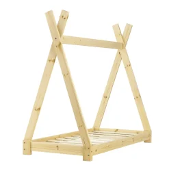 Enfant [En.Casa] Lit de Tipi pour Enfant Onejda Bois Naturel 140 x 70 cm en.casa