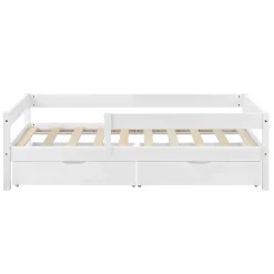 [En.Casa] Lit d'enfant Design avec 2 Tiroirs Borgarnes 90 x 200 cm Blanc en.casa Clearance