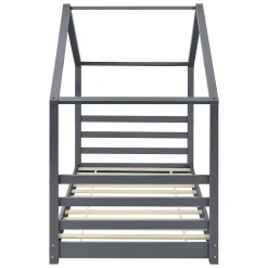 [En.Casa] Lit D'enfant Design Maison Vardoe Pin 90 X 200 Cm Gris Foncé en.casa Hot