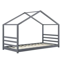 [En.Casa] Lit D'enfant Design Maison Vardoe Pin 90 X 200 Cm Gris Foncé en.casa Hot