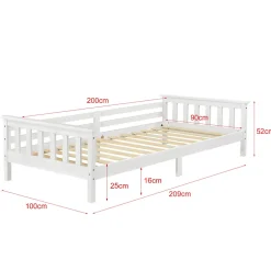 Enfant [En.Casa] Lit d'Enfant Design Nuuk en Pin 200 x 90 cm Blanc Mat Laqué en.casa
