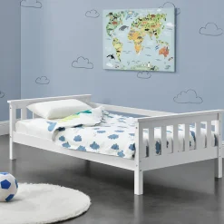 Enfant [En.Casa] Lit d'Enfant Design Nuuk en Pin 160 x 80 cm Blanc Mat Laqué en.casa