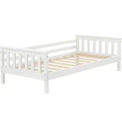 Enfant [En.Casa] Lit d'Enfant Design Nuuk en Pin 160 x 80 cm Blanc Mat Laqué en.casa